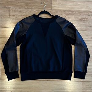 Rag & Bone Black Leather Sleeve Top